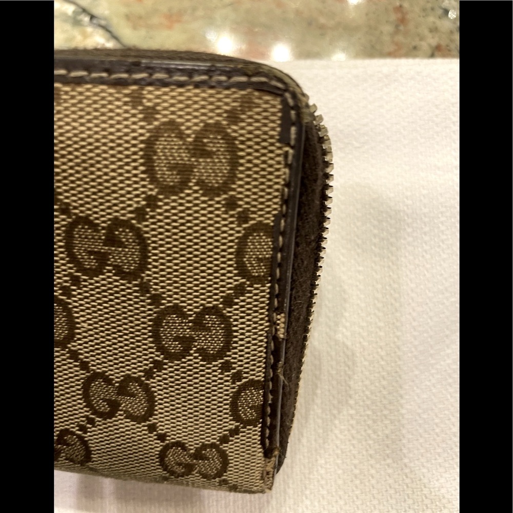 GUCCI Authentic Sherry Princy GG zipper wallet canvas Leather ribbon - Picture 6 of 7